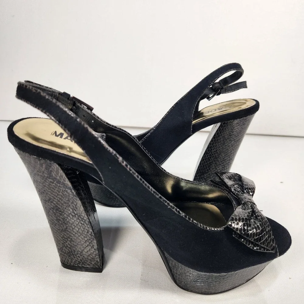Madeline Girl Womens Heels Size 10M Black / Snakeskin Block Heel